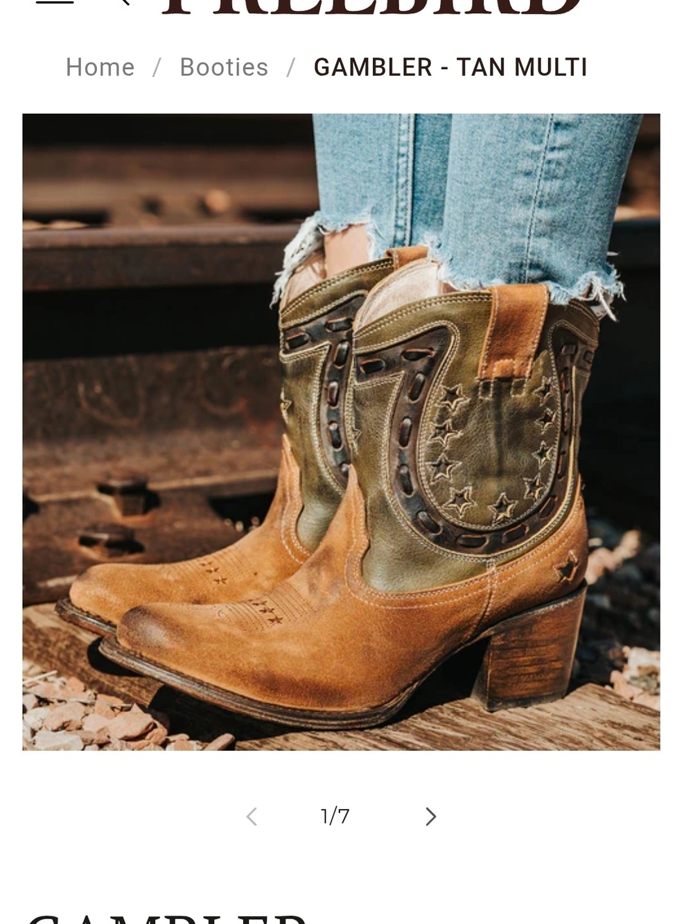 Freebird Gambler Tan Multi Leather Western Bootie Brand New